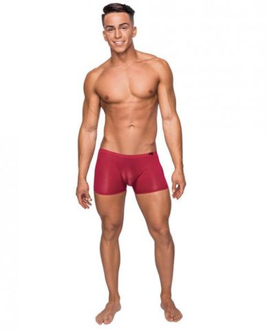 Male Power Seamless Sleek Sleek Short W/sheer Pouch Wine Xlarge