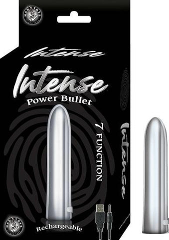 Intense Power Bullet Rechargeable 7 Function Usb Cord Included Waterproof Silver