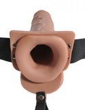 Fetish Fantasy 7.5in Hollow Squirting Strap-on With Balls, Tan