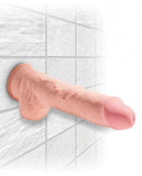 King Cock Triple Density 10 inches Fat Dildo with Balls Beige