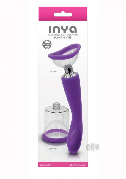 Inya Pump And Vibe With Interchangeable Suction Cups - Purple