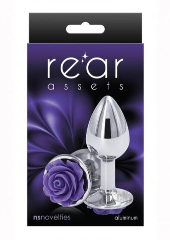 Rear Assets Rose Anal Plug - Small - Purple