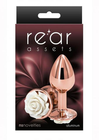 Rear Assets Rose Anal Plug - Small - White