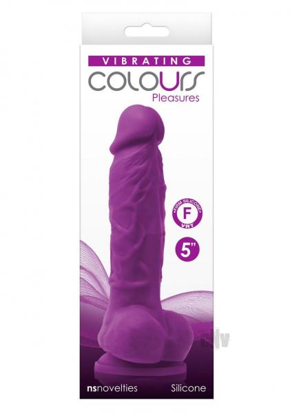 Colours Pleasures Vibrating 5" Dildo - Purple