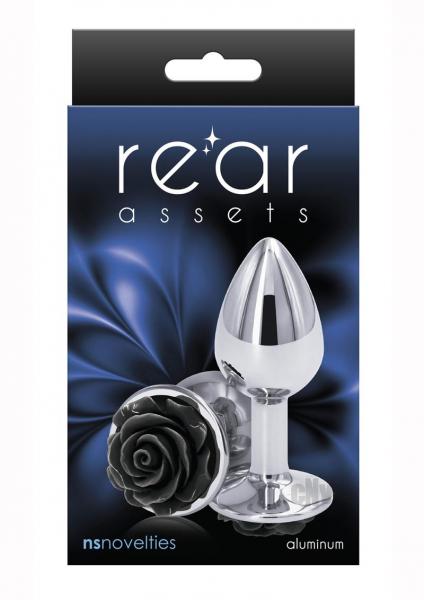 Rear Assets Rose Anal Plug - Small - Black