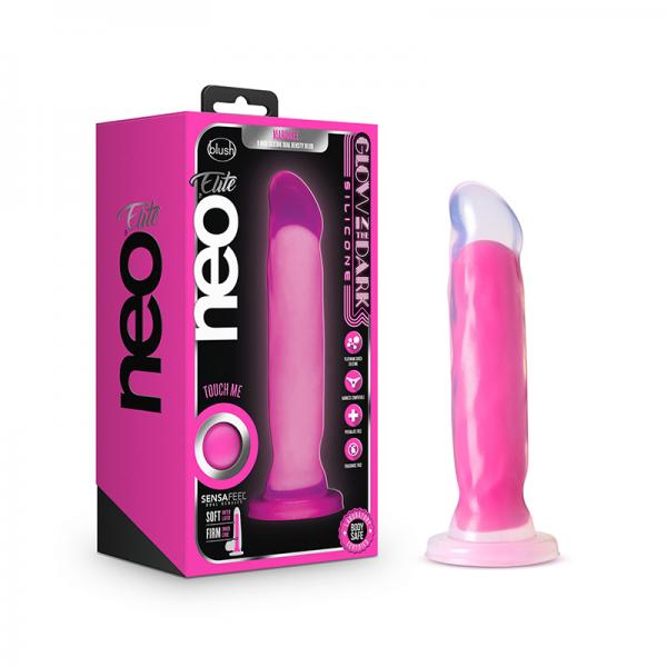 Neo Elite - Glow-in-the-dark Marquee - 8-inch Silicone Dual-density Dildo - Neon Pink