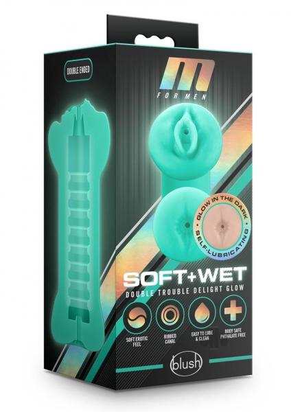 M For Men - Soft And Wet - Double Trouble Glow-in-the-dark Stroker - Vanilla