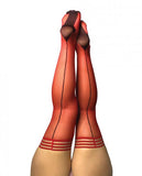 Kixies Monica Red Sheer With Black Seam And Cuban Heel - Size C