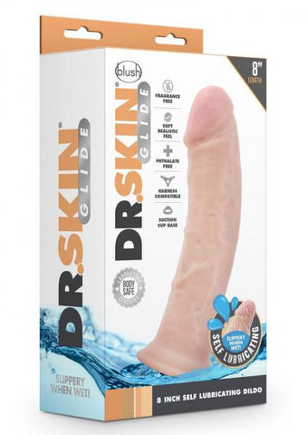 Dr. Skin Glide 8" Self-lubricating Dildo Vanilla