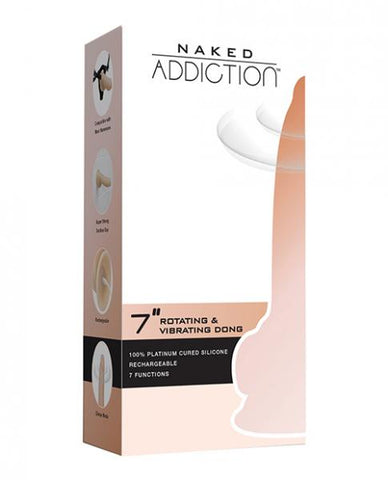 Naked Addiction Rotating & Vibrating Dong With Remote 7" Vanilla