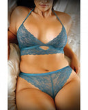 Vixen Teal Me About It Scalloped Lace Bralette With Matching Panty Qs Teal