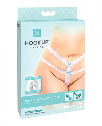 Hookup Crotchless Secret Gem White Fits Size Xl-xxl