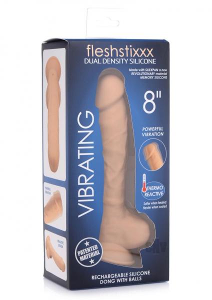 Fleshstixxx Vibrating Rechargeable Dong 8 In. Tan