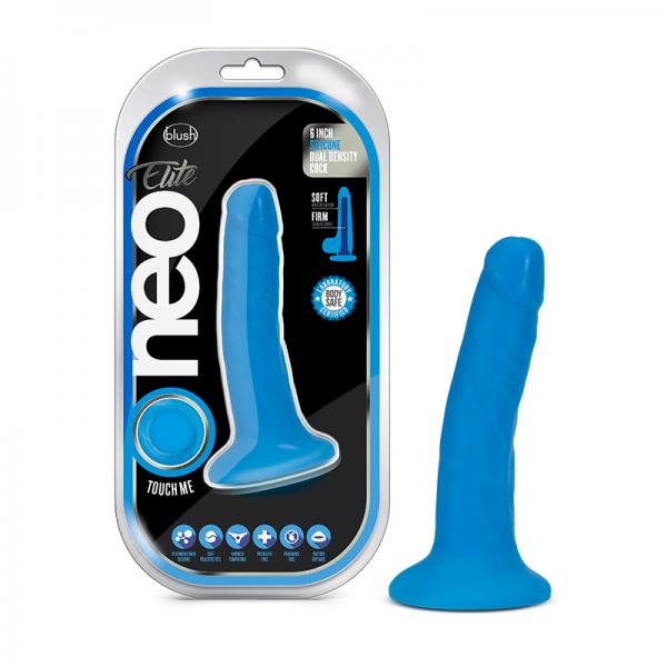 Neo Elite - 6-inch Silicone Dual-density Cock - Neon Blue