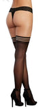 Dreamgirl Fishnet Thigh-high Stockings With Strappy Elastic Top Black Os