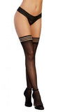 Dreamgirl Fishnet Thigh-high Stockings With Strappy Elastic Top Black Os