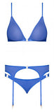 Magic Silk Sassy Bra, Garter & Rouched Panty Cobalt L/xl