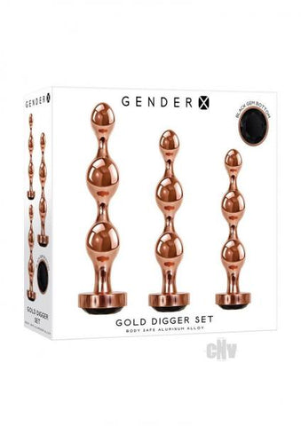 Gender X Gold Digger Set Of 3 Plugs Rose Gold/black