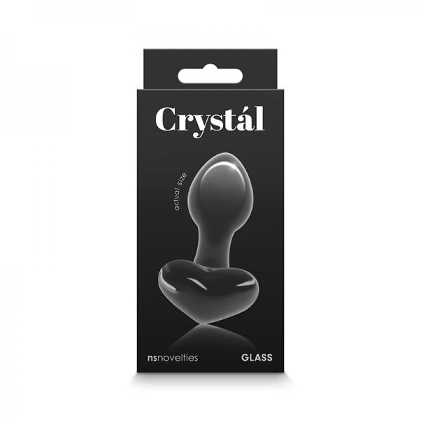 Crystal Heart Glass Anal Plug Black