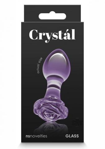 Crystal Rose Glass Anal Plug Purple