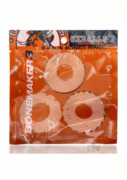 Oxballs Bonemaker 3-pack Boner Cockring Kit Flextpr Clear