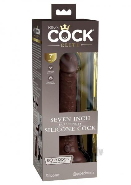 King Cock Elite Silicone Dual-density Cock 7 In. Brown