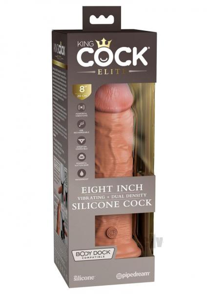 King Cock Elite Vibrating Silicone Dual-density Cock 8 In. Tan