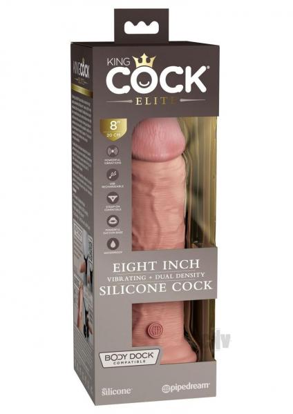 King Cock Elite Vibrating Silicone Dual-density Cock 8 In. Light