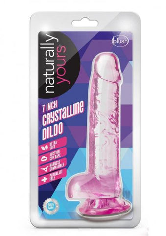 Naturally Yours Crystalline Dildo 7 In. Rose