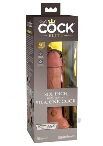 King Cock Elite Silicone Dual-density Cock 6 In. Tan