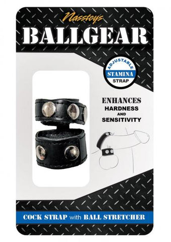 Ballgear Cock Strap With Ball Stretcher Black