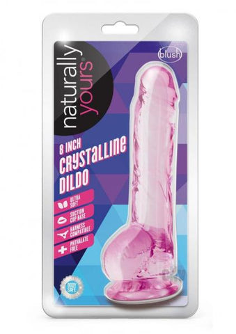 Naturally Yours Crystalline Dildo 8 In. Rose