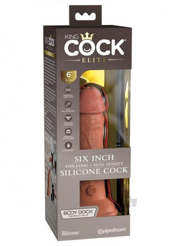 King Cock Elite Vibrating Silicone Dual-density Cock 6 In. Tan