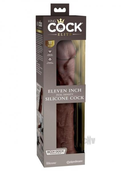 King Cock Elite Silicone Dual-density Cock 11 In. Brown