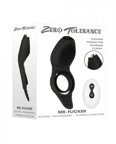 Zt Mr. Flicker Vibrating Silicone Cock Ring Black