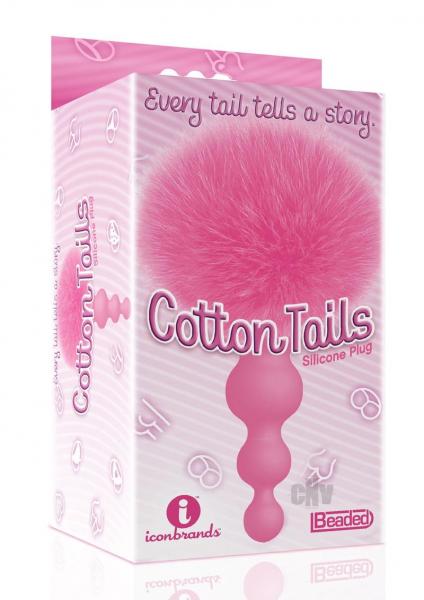 The 9's Cottontails Silicone Bunny Tail Butt Plug Beaded Pink