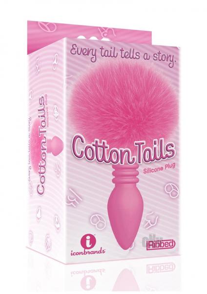 The 9's Cottontails Silicone Bunny Tail Butt Plug Ribbed Pink