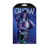 Glow In A Trance Floral Embroidered Harness Bra, Garter Belt With Attached Leg Garters & Matching G-