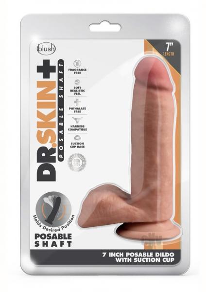 Dr. Skin Plus Posable Dildo With Balls 7 In. Mocha