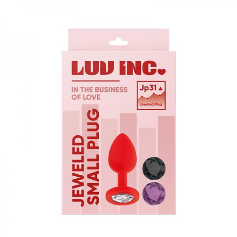 Luv Inc Jp31 Jeweled Small Plug With 3 Stones Red