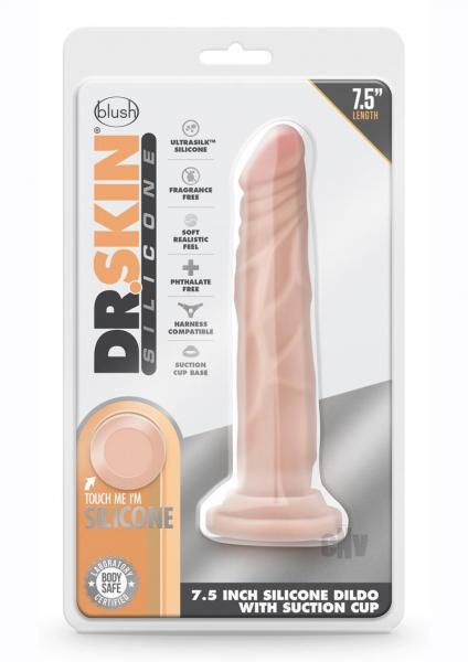 Dr. Skin Dr. Carter Dong With Suction Cup Silicone 7 In. Vanilla