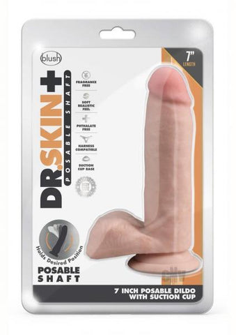 Dr. Skin Plus Posable Dildo With Balls 7 In. Vanilla