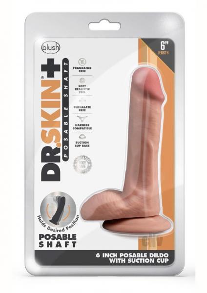 Dr. Skin Plus Posable Dildo With Balls 6 In. Mocha