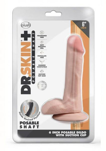 Dr. Skin Plus Posable Dildo With Balls 6 In. Vanilla