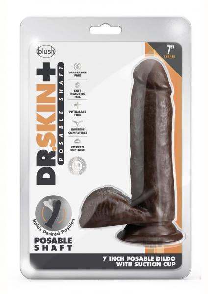 Dr. Skin Plus Posable Dildo With Balls 7 In. Chocolate