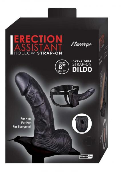 Erection Assistant Hollow Strap-on 8 In. Black