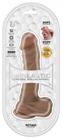 Skinsations Skinlastic Sliding Skin Dildo With Suction Base 8 In.