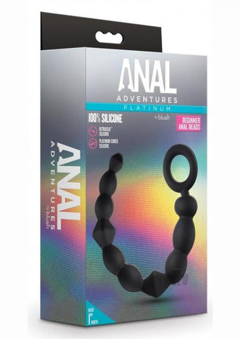 Anal Adventures Platinum Silicone Beginner Anal Beads Black