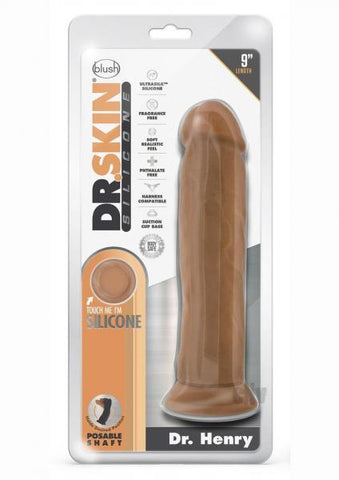 Dr. Skin Dr. Henry Dildo With Suction Cup Silicone 9 In. Mocha