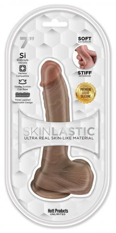 Skinsations Skinlastic Sliding Skin Dildo With Suction Base 7 In.